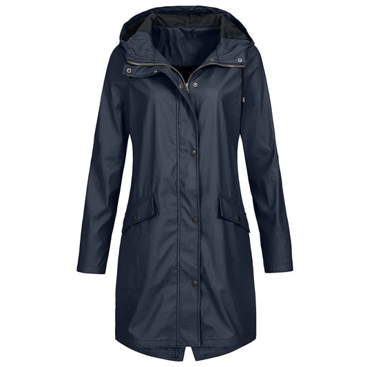 Ladies Waterproof Raincoat - Stylish Longline Outdoor Jacket