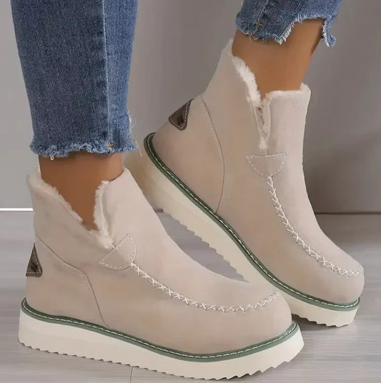 Ladies winter boots - cozy suede ankle boots with soft lining