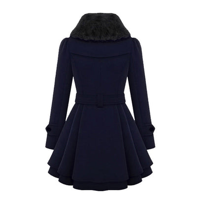 Ladies Wool Blend Trench Coat - Elegant Long Winter Coat