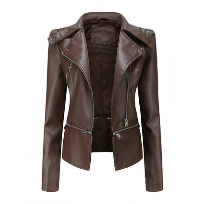 Leather biker jacket - stylish ladies fitted jacket