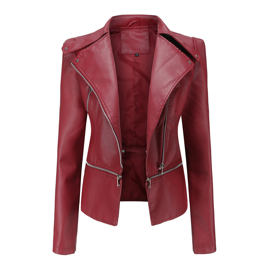 Leather biker jacket - stylish ladies fitted jacket