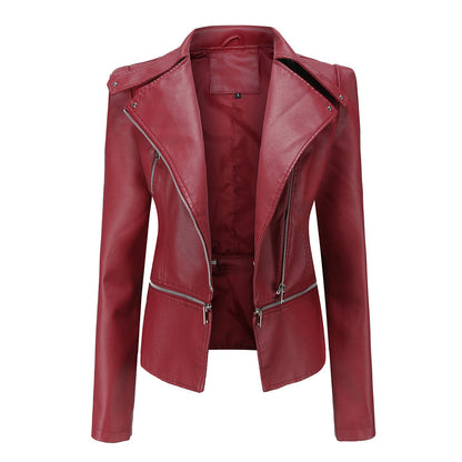 Leather biker jacket - stylish ladies fitted jacket