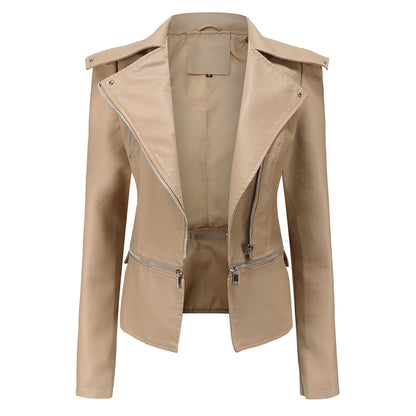 Leather biker jacket - stylish ladies fitted jacket