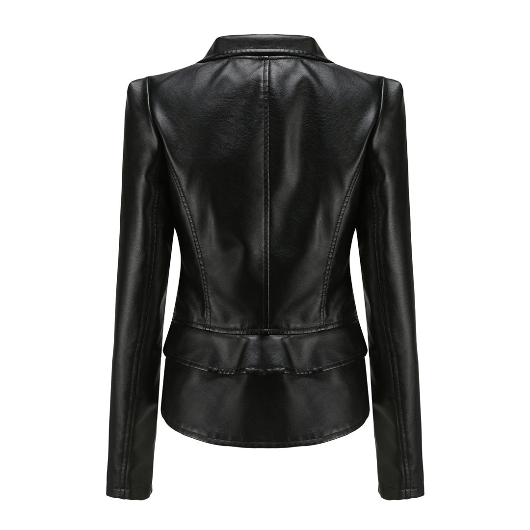 Leather biker jacket - stylish ladies fitted jacket