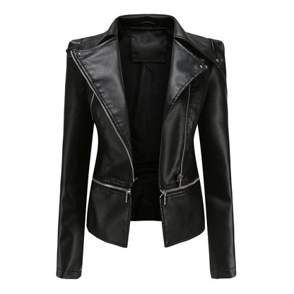 Leather biker jacket - stylish ladies fitted jacket
