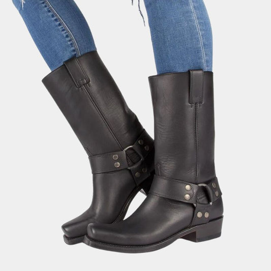 Leather cowboy boots - durable vintage style ladies footwear