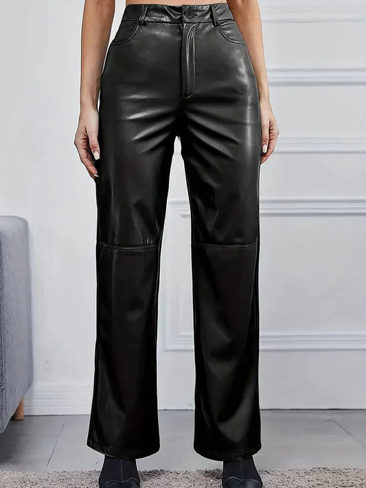 Leather Trousers - High-Waisted Black Ladies Pants