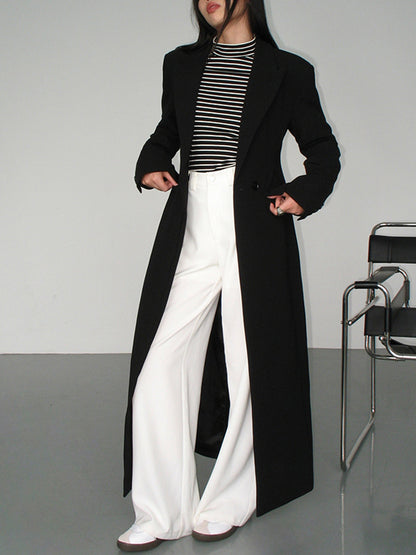 Long Black Trench Coat - Elegant Ladies Outerwear