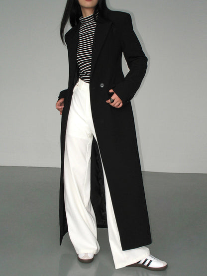 Long Black Trench Coat - Elegant Ladies Outerwear
