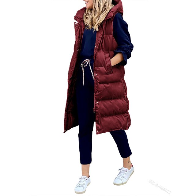 Long Padded Gilet - Stylish Sleeveless Coat For Ladies