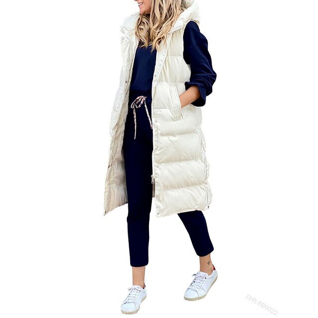 Long Padded Gilet - Stylish Sleeveless Coat For Ladies