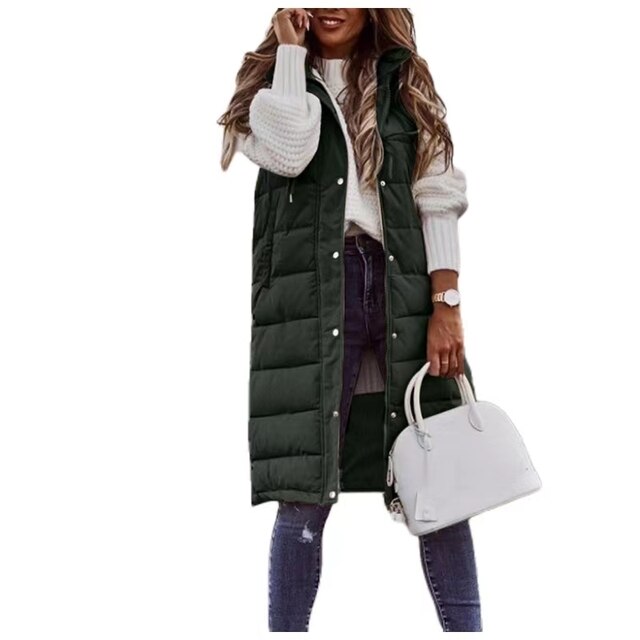 Long Padded Gilet - Stylish Sleeveless Coat For Ladies