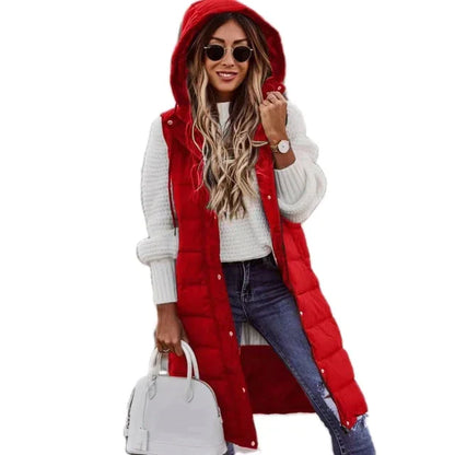 Long Padded Gilet - Stylish Sleeveless Coat For Ladies