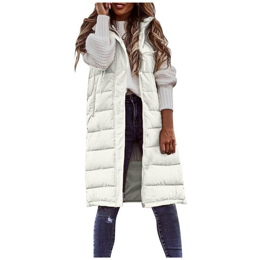 Long Padded Gilet - Stylish Sleeveless Coat For Ladies
