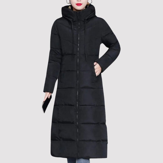 Long padded winter coat - stylish ladies hooded jacket