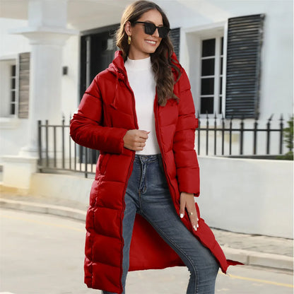 Long Puffer Coat - Stylish Ladies Winter Jacket With Hood