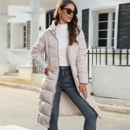Long Puffer Coat - Stylish Ladies Winter Jacket With Hood