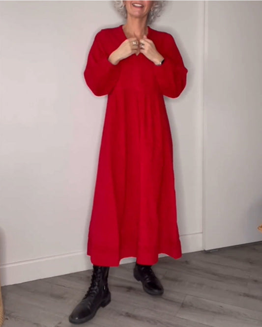 Long Sleeve Dress - Elegant Maxi Dress For Ladies