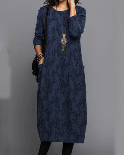 Long Sleeve Pocket Dress - Chic Ladies Casual Dress