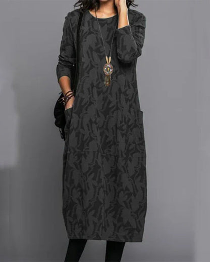 Long Sleeve Pocket Dress - Chic Ladies Casual Dress