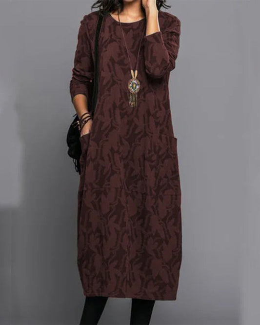 Long Sleeve Pocket Dress - Chic Ladies Casual Dress