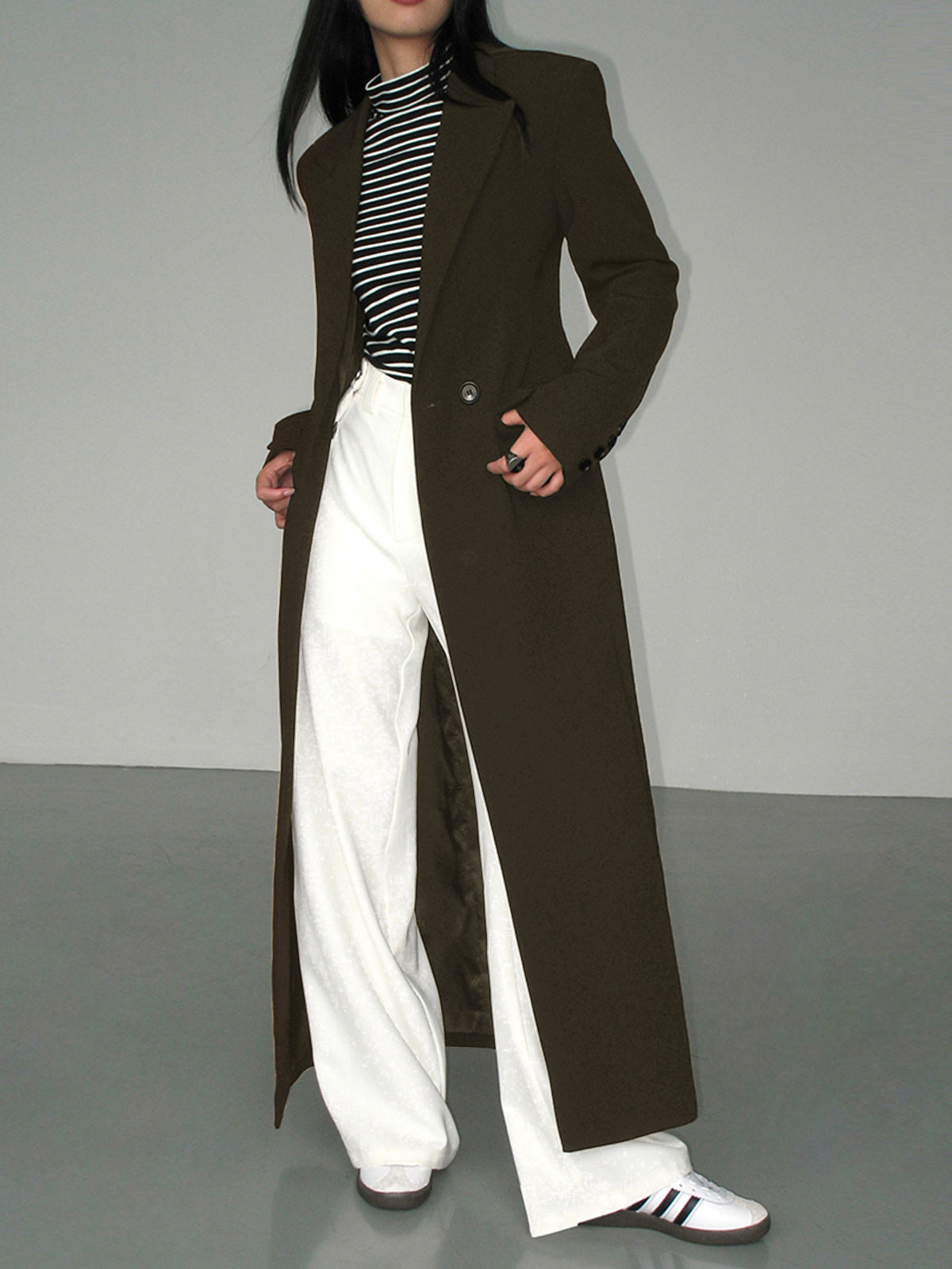 Long Tailored Coat - Elegant Ladies Blazer Dress