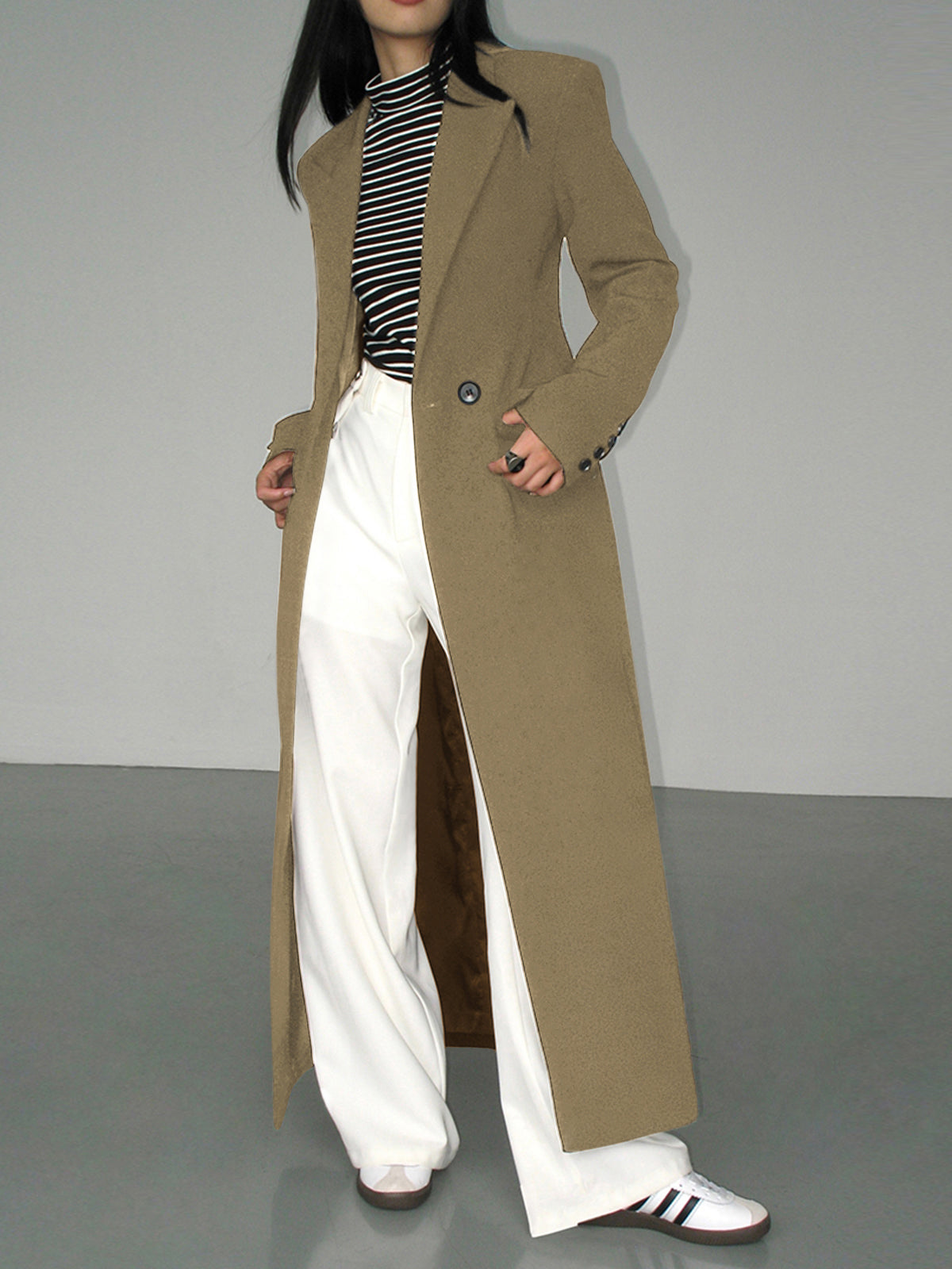 Long Tailored Coat - Elegant Ladies Blazer Dress