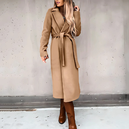 Long wrap coat - elegant ladies winter outerwear