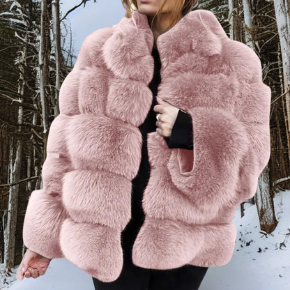 Luxurious faux fur coat - elegant winter ladies outerwear