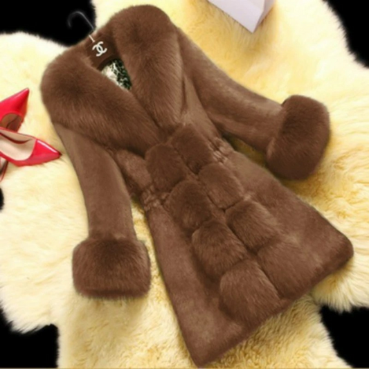 Luxurious Fur-Trimmed Coat - Elegant Ladies Outerwear
