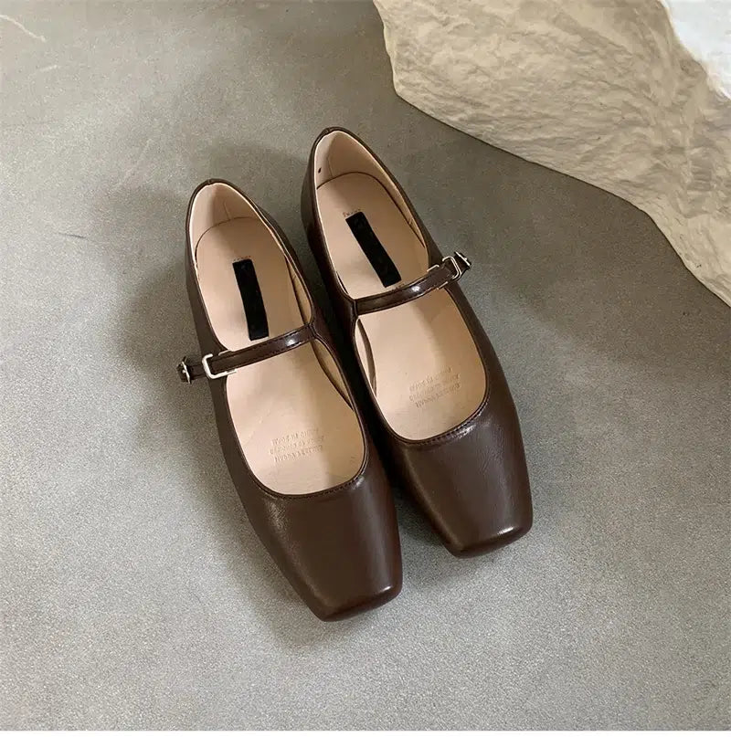 Mary Jane Footwear - Chic Square Toe Ladies Shoes