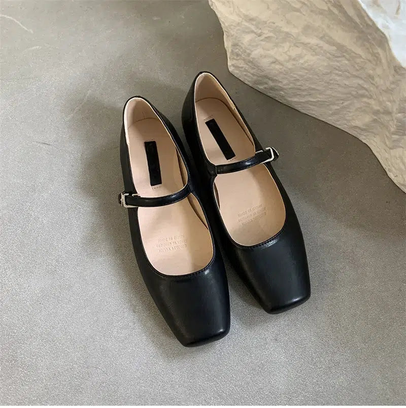 Mary Jane Footwear - Chic Square Toe Ladies Shoes
