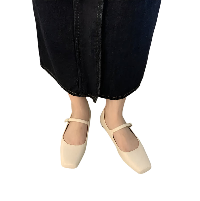 Mary Jane Footwear - Chic Square Toe Ladies Shoes