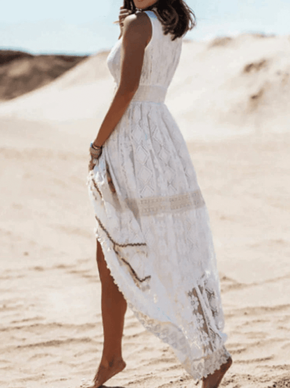 Maxi Dress - Elegant Ladies Bohemian Style Dress With Intricate Design