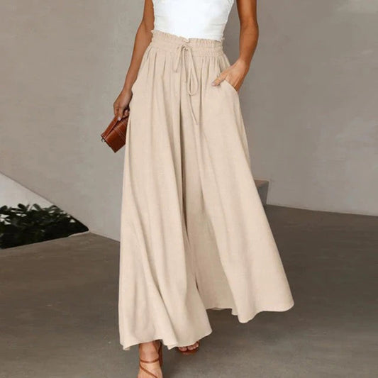 Maxi Skirt - Elegant Loose Ladies Skirt With Pockets