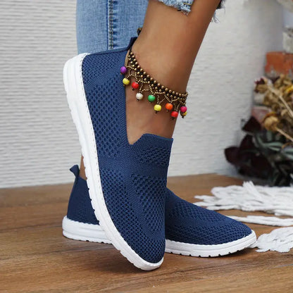 Mesh slip-on trainers - breathable casual footwear for ladies