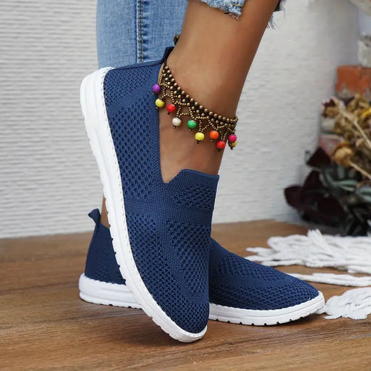 Mesh slip-on trainers - breathable casual footwear for ladies