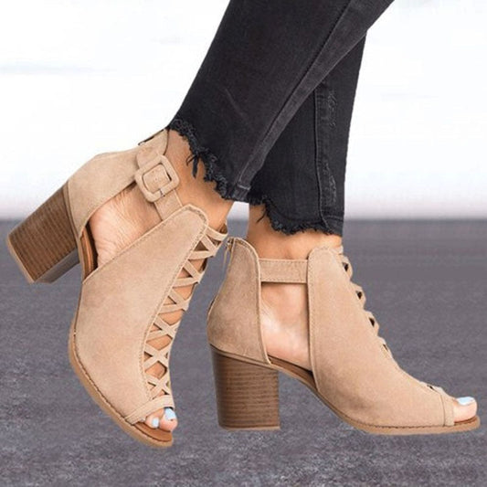 Open Toe Block Heel Sandals - Stylish Heeled Shoes For Modern Women
