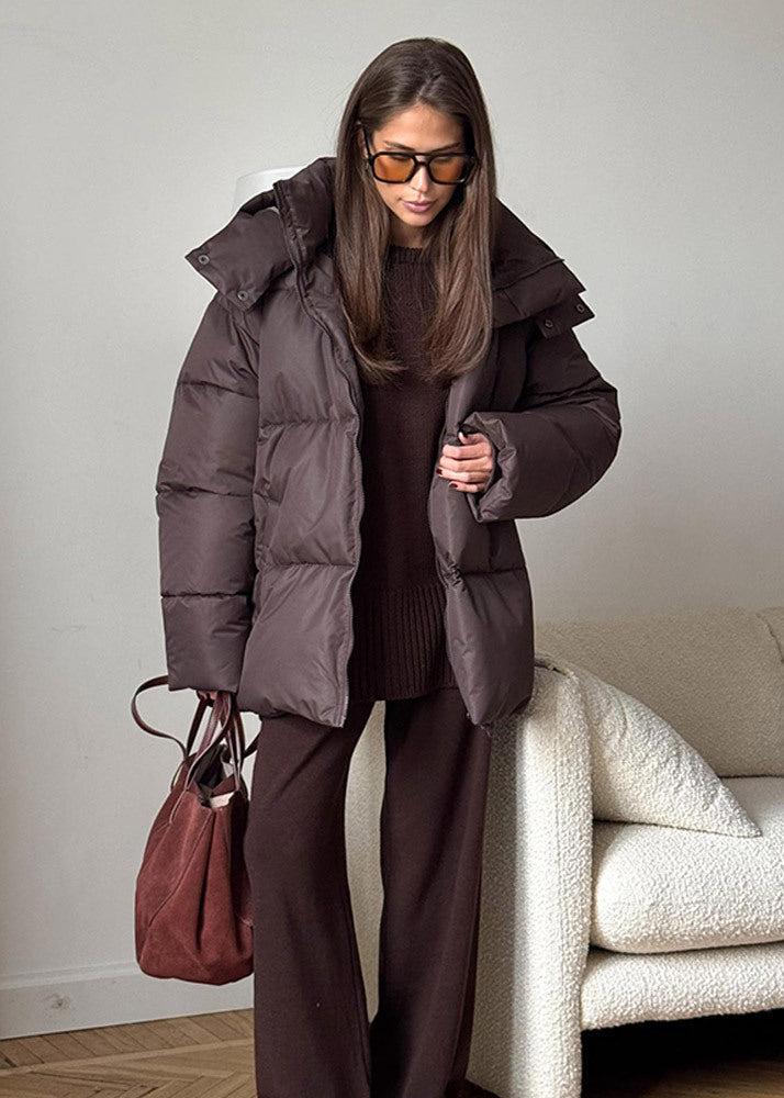 Oversized puffer jacket - stylish ladies winter coat