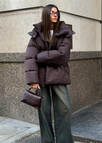 Oversized puffer jacket - stylish ladies winter coat