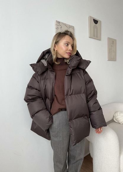 Oversized puffer jacket - stylish ladies winter coat
