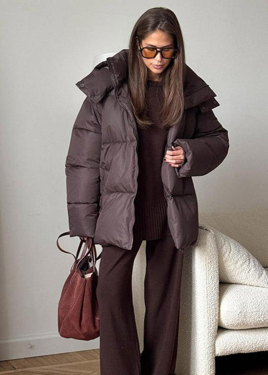 Oversized puffer jacket - stylish ladies winter coat