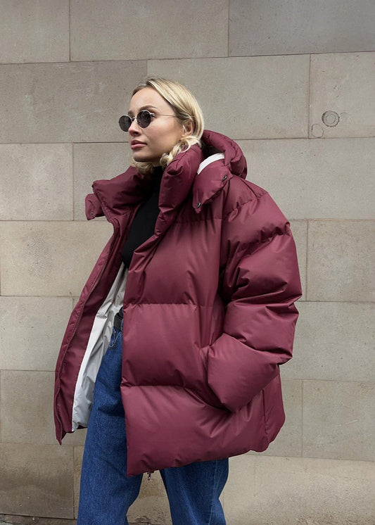 Oversized puffer jacket - stylish ladies winter coat