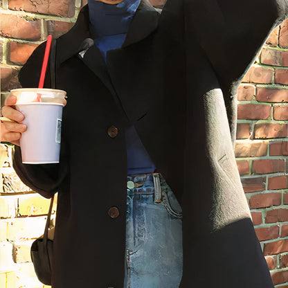 Oversized Wool Blend Coat - Stylish Ladies Outerwear