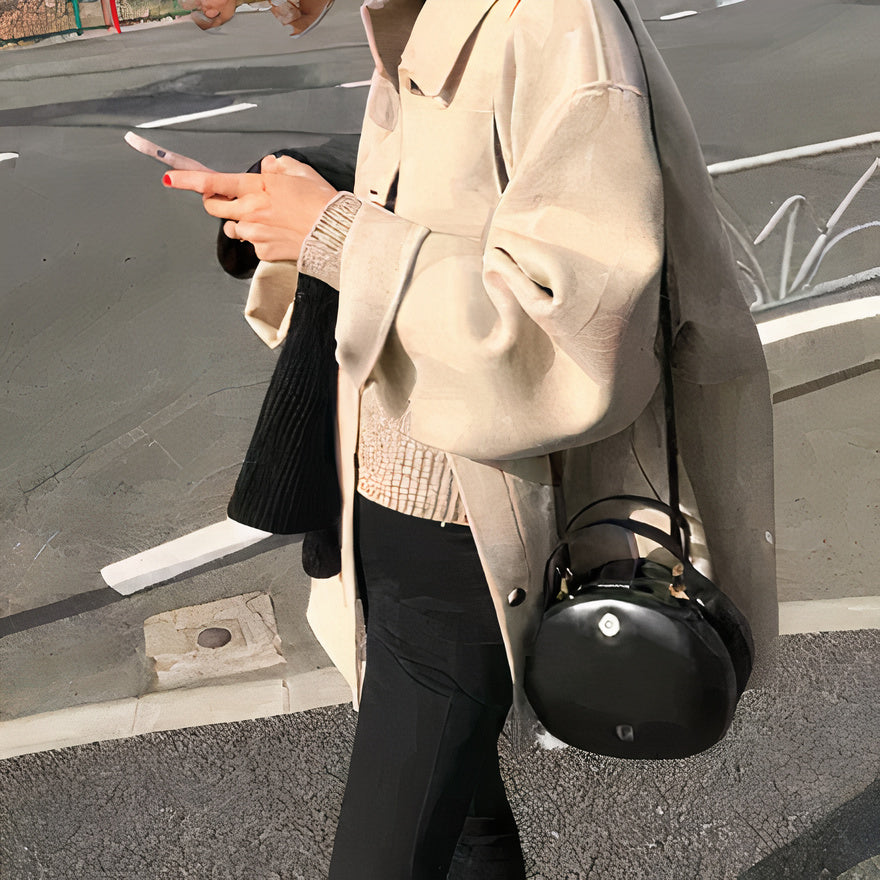 Oversized Wool Blend Coat - Stylish Ladies Outerwear