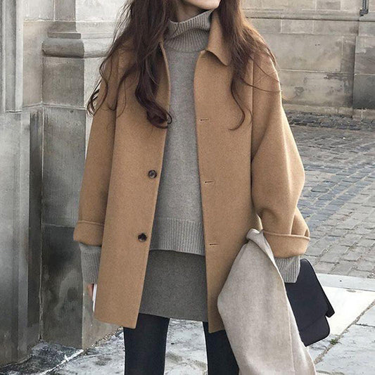 Oversized Wool Blend Coat - Stylish Ladies Outerwear