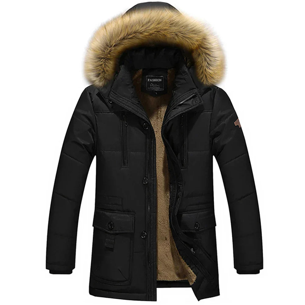 Padded Winter Coat - Hooded Ladies Parka With Faux Fur Trim