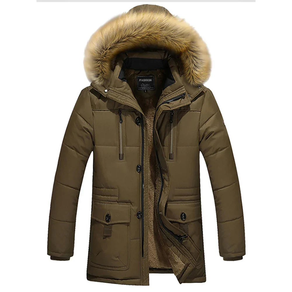 Padded Winter Coat - Hooded Ladies Parka With Faux Fur Trim
