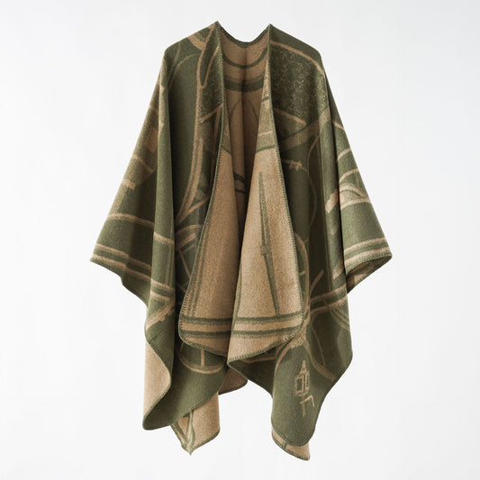 Patterned Open Ladies Wrap Poncho