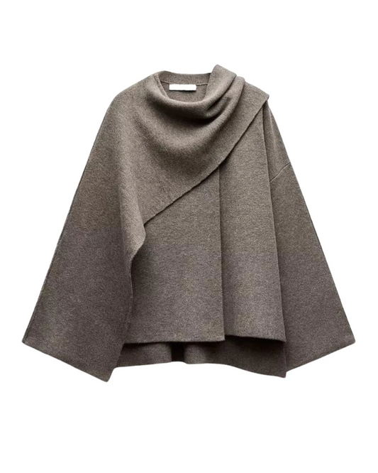 Poncho Style Cape - Elegant Knitted Ladies Outerwear
